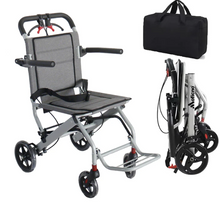 تحميل الصورة إلى عارض المعرض، Ultralight Transport Wheelchair, Folding Portable Boarding Travelling with Hand Brake-For Adults &amp; Seniors
