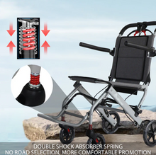 تحميل الصورة إلى عارض المعرض، Ultralight Transport Wheelchair, Folding Portable Boarding Travelling with Hand Brake-For Adults &amp; Seniors
