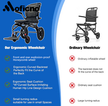 تحميل الصورة إلى عارض المعرض، Moficno Ultra Lightly Folding Manual Travel Wheelchair for Disabled and Elderly
