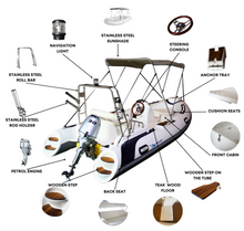 تحميل الصورة إلى عارض المعرض، Luxury RIB Boat – Teak Floor, Premium Fiber Hull &amp; Custom Options for Water front lifestyle seekers
