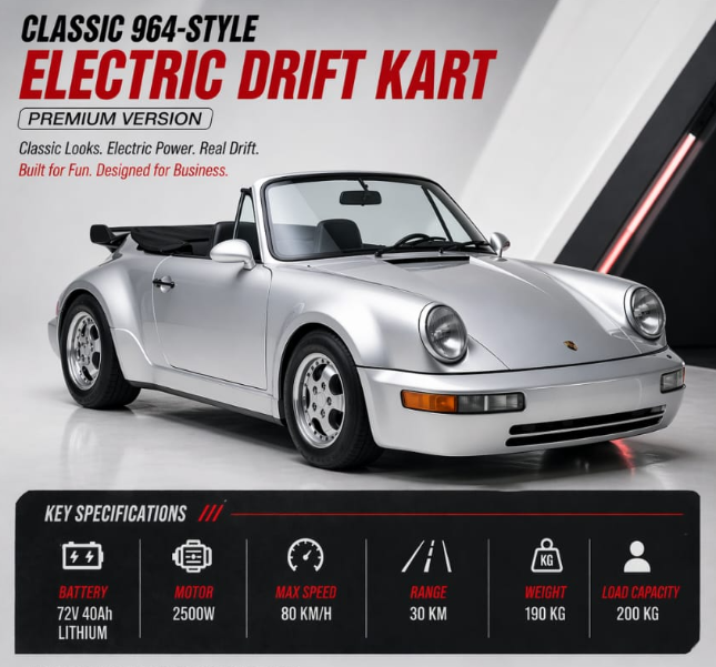 2026 New PORSHE DESIGN SPORTY ELECTRIC GOKART 40Km Range 80Kmh Top Speed - ( Pre Order )