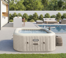 تحميل الصورة إلى عارض المعرض، Intex PureSpa Chevron Deluxe Square 4 Seater Inflatable Hot Tub, 140 Jets, 175 x 175 x 71 cm
