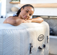تحميل الصورة إلى عارض المعرض، Intex PureSpa Chevron Deluxe Square 4 Seater Inflatable Hot Tub, 140 Jets, 175 x 175 x 71 cm
