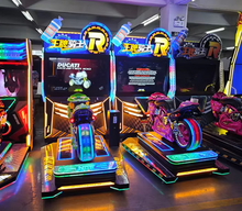 Load image into Gallery viewer, Coin Operated Arcade Riding Moto Simulator Machine for Game Centers 2 Players Metal &amp; Plastic
