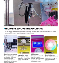 Load image into Gallery viewer, Classic Coin-Operated Doll Grabbing Claw Crane Machine with Transparent Cabinet and Card Payment for Game Centers &amp; Arcade Use
