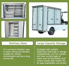 تحميل الصورة إلى عارض المعرض، Electric Hotel Trolley Cleaning Housekeeping Car Organizer Cart
