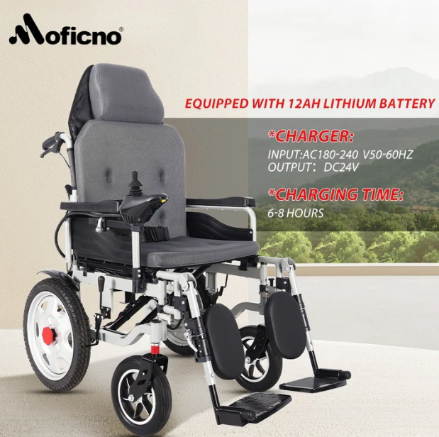 MOFICNO Foldable, Lightweight Electric Wheel chair for Elderly and Disabled, Intelligent Adjustment and Full-Lying Capability-DDLY02