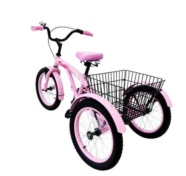 Cute Girl 3-Wheel Kids Outdoor Tricycle with Storage Basket Age 4-7 Years pink