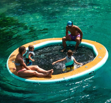 تحميل الصورة إلى عارض المعرض، Large Round Floating Hammock Summer Water Play Lounge with Cup Holder Inflatable Pool Hammock
