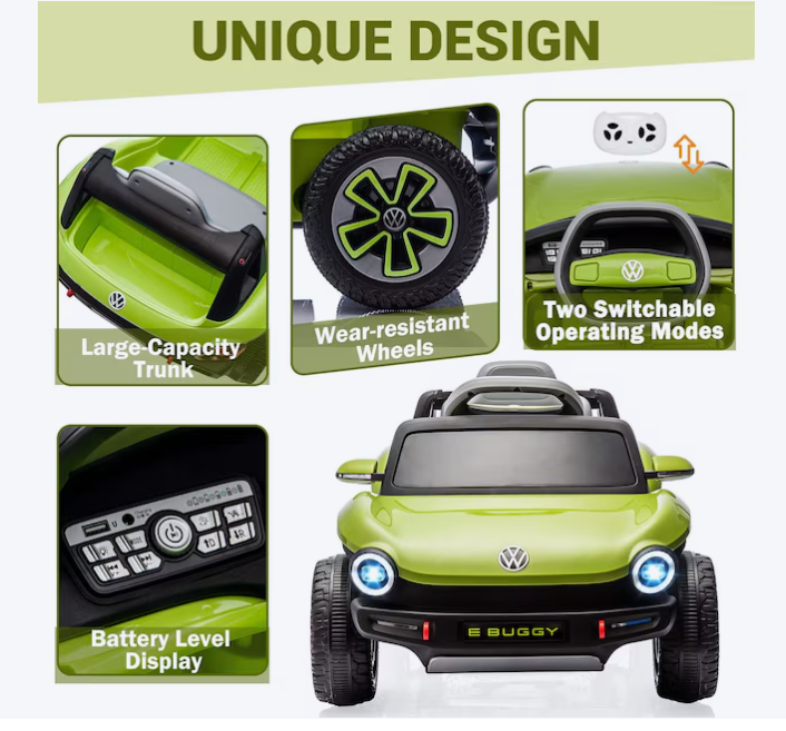 Kids Volkswagen Licensed E-Buggy Ride-On Car - 12V Age 1-5 Years