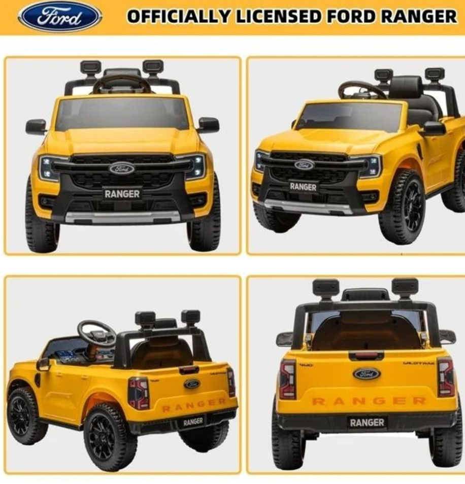 Junior Ford Ranger Electric Ride on Car with music parent remote control – Yellow 3-6 Years