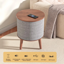 تحميل الصورة إلى عارض المعرض، Nourest 3-in-1 Wireless Charging Side Table with Bluetooth Speaker, Walnut
