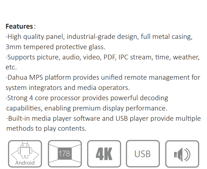 Dahua Indoor Standing Digital Signage SAI400K For Hotels Restaurants & Events