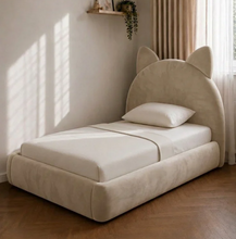 Load image into Gallery viewer, kids Dreamy Cat Ear Upholstered Bed with Soft Rounded Frame Single - Double size
