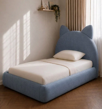 Load image into Gallery viewer, kids Dreamy Cat Ear Upholstered Bed with Soft Rounded Frame Single - Double size
