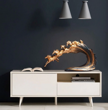 تحميل الصورة إلى عارض المعرض، Gold Horse Statue – Handmade Resin Home Décor
