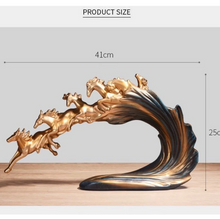 تحميل الصورة إلى عارض المعرض، Gold Horse Statue – Handmade Resin Home Décor

