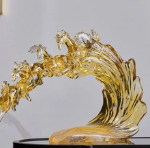 تحميل الصورة إلى عارض المعرض، Gold Horse Statue – Handmade Resin Home Décor
