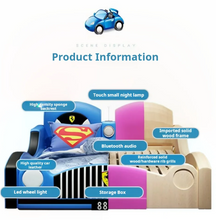 Load image into Gallery viewer, Luxury Kids Car-Themed Bed with Bluetooth &amp; Storage
