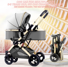 تحميل الصورة إلى عارض المعرض، 2-in-1 Baby Stroller with Canopy &amp; Reversible Seat-Gray
