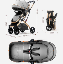 تحميل الصورة إلى عارض المعرض، 2-in-1 Baby Stroller with Canopy &amp; Reversible Seat-Gray

