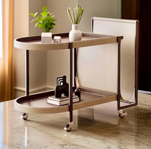 تحميل الصورة إلى عارض المعرض، 2-Tier Leather Top Coffee Table with Rolling Wheels – For Luxury Rooms
