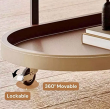 تحميل الصورة إلى عارض المعرض، 2-Tier Leather Top Coffee Table with Rolling Wheels – For Luxury Rooms
