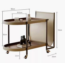 تحميل الصورة إلى عارض المعرض، 2-Tier Leather Top Coffee Table with Rolling Wheels – For Luxury Rooms
