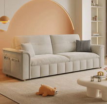 Load image into Gallery viewer, Sofa Bed with Pull-Out Design, Storage Box, Side Pockets &amp; USB Port
