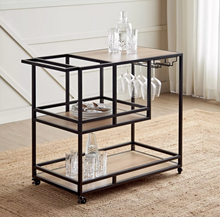 Load image into Gallery viewer, Modern Serving Trolley with Multiple Shelves &amp; Glassware Hooks
