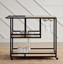 Load image into Gallery viewer, Modern Serving Trolley with Multiple Shelves &amp; Glassware Hooks
