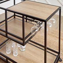 Load image into Gallery viewer, Modern Serving Trolley with Multiple Shelves &amp; Glassware Hooks
