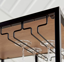 Load image into Gallery viewer, Modern Serving Trolley with Multiple Shelves &amp; Glassware Hooks
