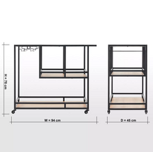 Load image into Gallery viewer, Modern Serving Trolley with Multiple Shelves &amp; Glassware Hooks
