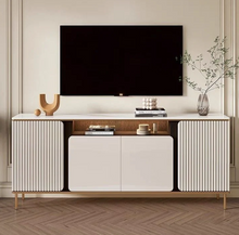 Load image into Gallery viewer, TV Table with Storage Shelves – 160 cm Living Room Organizer
