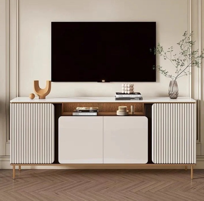 TV Table with Storage Shelves – 160 cm Living Room Organizer