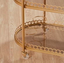 Load image into Gallery viewer, Modern Serving Trolley For Storage With Three Oval Shelves And Lockable Wheels
