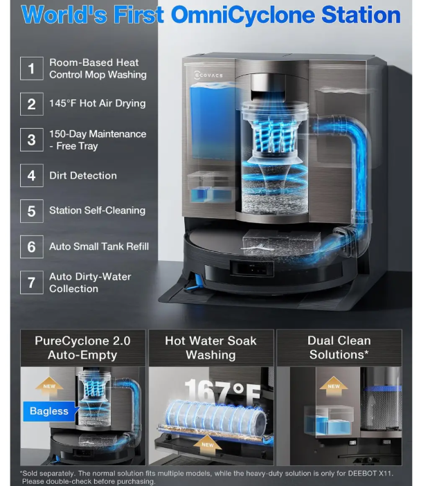 ECOVACS DEEBOT X11 OmniCyclone Robot Vacuum & Mop
