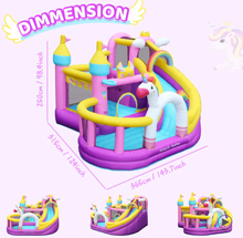 Load image into Gallery viewer, Flobo Bouncy House Castle with Rainbow Unicorn – 365 x 315 x 250 cm
