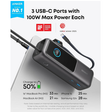 تحميل الصورة إلى عارض المعرض، Anker 25,000mAh 165W Ultra-Fast Power Bank with Built-In Retractable Cables – Dual Laptop Charging Portable Battery Pack
