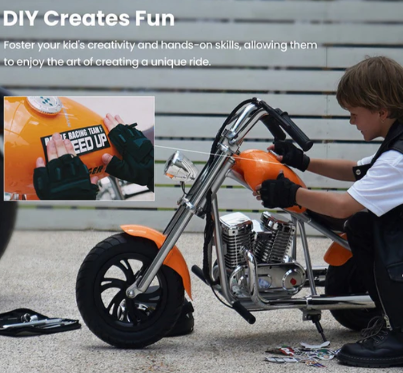 Childrens Harley Electric Bike Fake smoke LED Lights 21.9V 52A