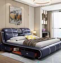 تحميل الصورة إلى عارض المعرض، Smart King Size Bed BD-02 With massager projector Bluetooth safe box &amp; air purifier -2025

