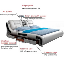 تحميل الصورة إلى عارض المعرض، Smart King Size Bed BD-02 With massager projector Bluetooth safe box &amp; air purifier -2025
