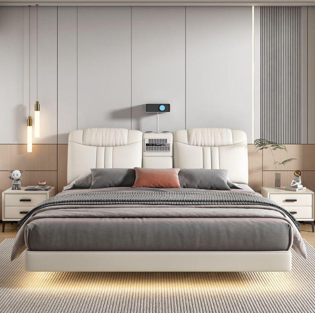 Smart Bed with Projector, Bluetooth Speaker, Air Purifier, Smart Sensor Light for Bedroom -BD03