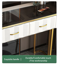 تحميل الصورة إلى عارض المعرض، Modern Glass Smart Dressing Table, featuring a smart mirror, wireless charging side table &amp; stool
