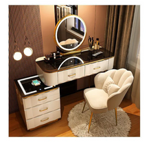 تحميل الصورة إلى عارض المعرض، Modern Glass Smart Dressing Table, featuring a smart mirror, wireless charging side table &amp; stool
