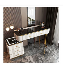 تحميل الصورة إلى عارض المعرض، Modern Glass Smart Dressing Table, featuring a smart mirror, wireless charging side table &amp; stool
