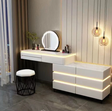 تحميل الصورة إلى عارض المعرض، Modern Luminous Makeup Vanity Desk with Mirror and Stool
