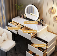 تحميل الصورة إلى عارض المعرض، Modern Luminous Makeup Vanity Desk with Mirror and Stool
