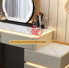 تحميل الصورة إلى عارض المعرض، Modern Luminous Makeup Vanity Desk with Mirror and Stool
